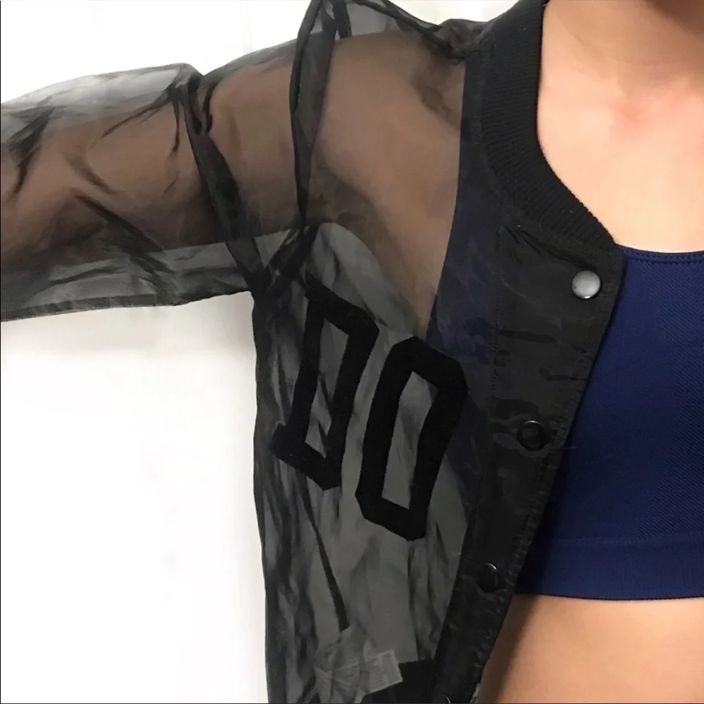 Forever 21 organza Barbie see through bomber jacket black size S